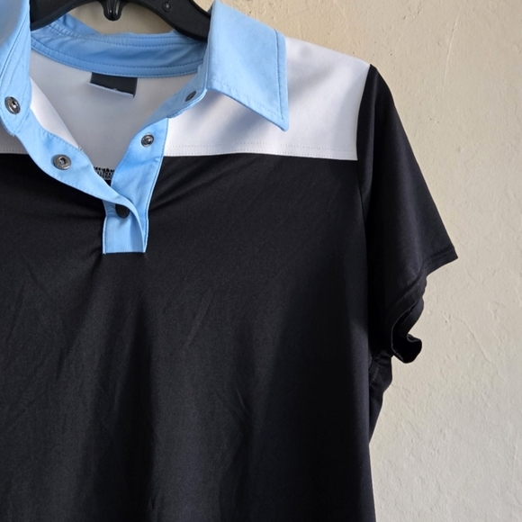 Belyn Key Women's Black and Blue Polo Shirt Short Skeeve Golf Top Size M - Picture 5 of 10
